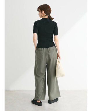 Green Parks ５分袖衿付きＺｉｐプルオーバー Black