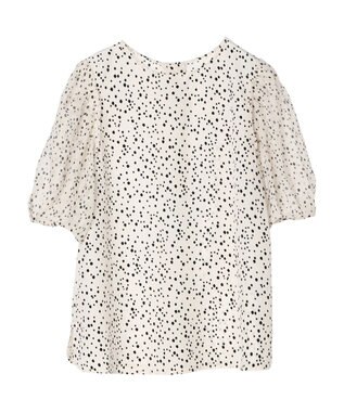 Green Parks 異素材ドットブラウス Light Beige