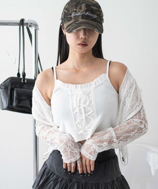 WEGO レースアップデザインキャミ ホワイト