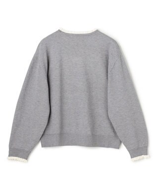 UNFILO フリルトリミング ニット グレー×エクリュ