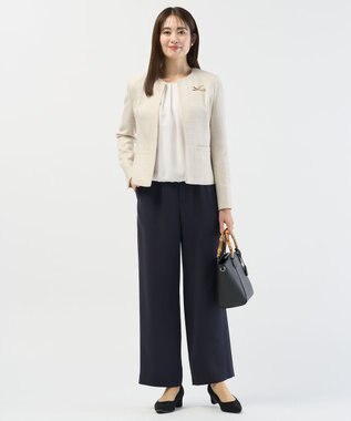 J.PRESS LADIES L 【セットアップ対応】セラテリーダブルクロス セミワイド パンツ ネイビー系