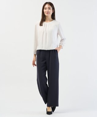 J.PRESS LADIES L 【セットアップ対応】セラテリーダブルクロス セミワイド パンツ ネイビー系