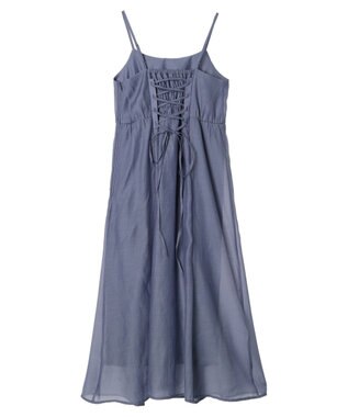 earth music&ecology バックレースアップワンピース Grayish Blue