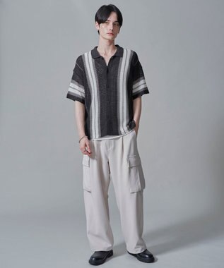 WEGO ラインニットシャツ（SS） ブラック中濃色