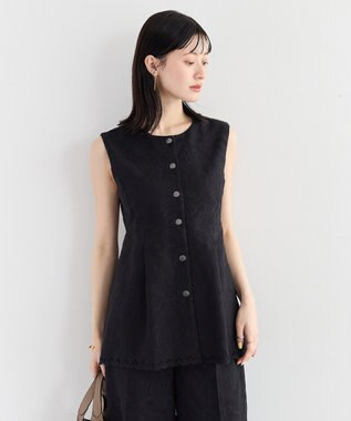 YECCA VECCA 刺繍ペプラムジレ Black
