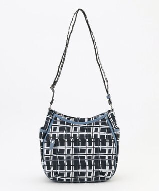 Y'SACCS ドローイングチェックショルダーバッグ ネイビー