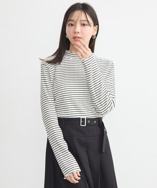 earth music&ecology ランダムチェーンリブハイネックプルオーバー Border