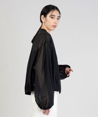 23区 【エステータ】コットンオーガンジー ブルゾン ブラック系