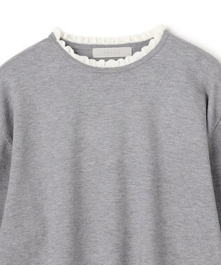 UNFILO フリルトリミング ニット グレー×エクリュ