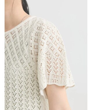 earth music&ecology 裾レース透かしニットプルオーバー Ivory