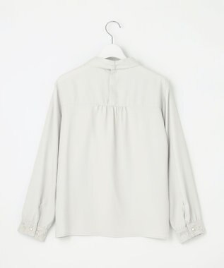 J.PRESS LADIES S 【洗える】ヌーディスバックサテン ボウタイ ブラウス ライトグレー系