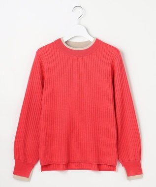 ANY SIS S 【WEB・一部店舗限定】ダブルカラー ニット コーラル