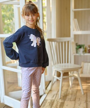 ANY KIDS アニマルプリントトレーナー ネイビー×ユニコーン