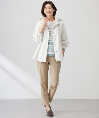 J.PRESS LADIES L 【セットアップ対応・洗える】セルロースリネンストレッチ テーパード パンツ ベージュ系