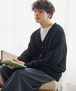 WEGO ツイストブークレカーディガン ブラック