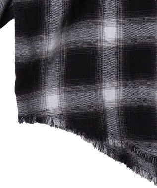 WEGO フリンジチェックBIGネルシャツ ブラックチェック1