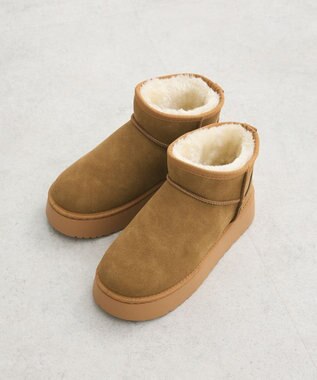 Green Parks ・minia フェイクムートンショートブーツ Camel