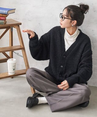 WEGO ツイストブークレカーディガン ブラック