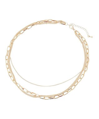 YECCA VECCA 3連チェーンMIXネックレス Gold