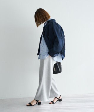 YECCA VECCA レースMIXショートトレンチコート Navy
