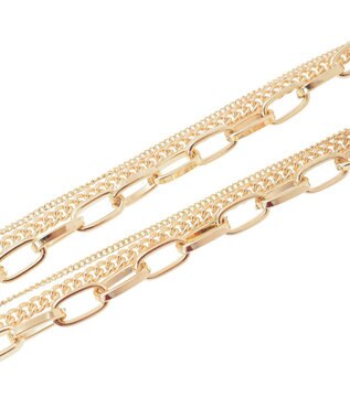 YECCA VECCA 3連チェーンMIXネックレス Gold