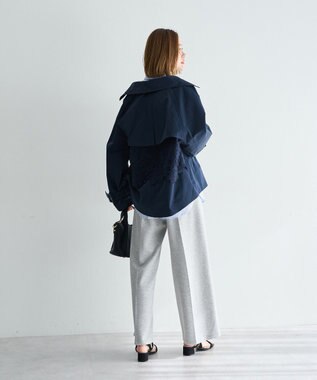 YECCA VECCA レースMIXショートトレンチコート Navy