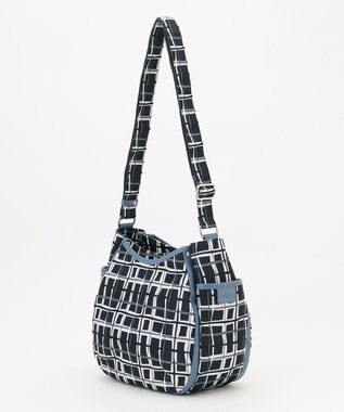 Y'SACCS ドローイングチェックショルダーバッグ ネイビー