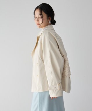YECCA VECCA レースMIXショートトレンチコート Ivory