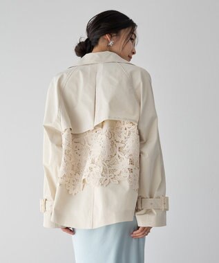 YECCA VECCA レースMIXショートトレンチコート Ivory