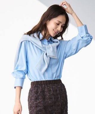  【着回し力抜群・レイヤードにも】ドレープブロード シャツブラウス