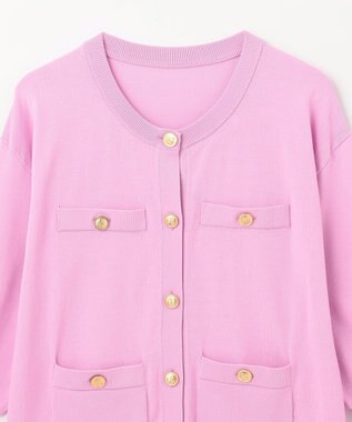 GRACE CONTINENTAL 配色ニットカーディガン ピンク
