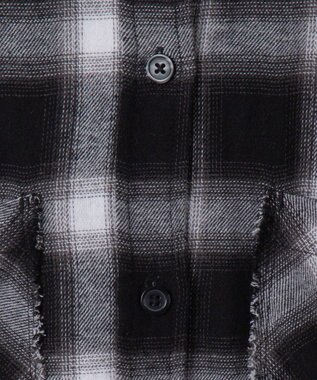 WEGO フリンジチェックBIGネルシャツ ブラックチェック1