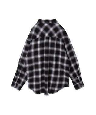 WEGO フリンジチェックBIGネルシャツ ブラックチェック1