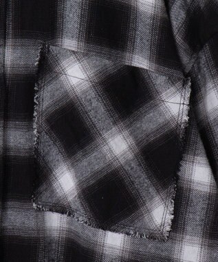 WEGO フリンジチェックBIGネルシャツ ブラックチェック1