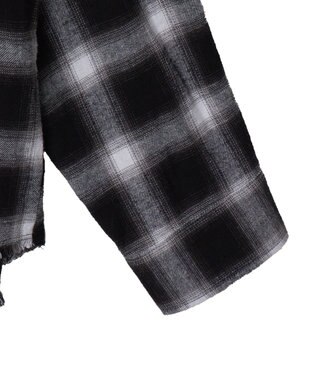 WEGO フリンジチェックBIGネルシャツ ブラックチェック1