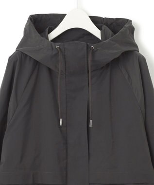 ICB 【撥水加工】 メモリーストレッチタフタ フーデットコート チャコール系