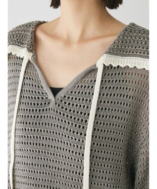 Green Parks クロシェ風セーラーカラーニット Gray