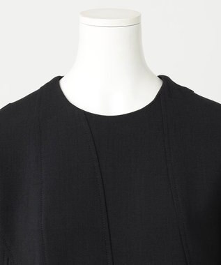 23区 L 【R(アール)】ウールダブルクロス イレギュラータック フレアワンピース ブラック系