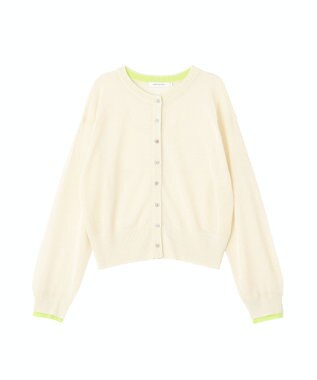 AMERICAN HOLIC シアー配色ニットカーディガン Ivory