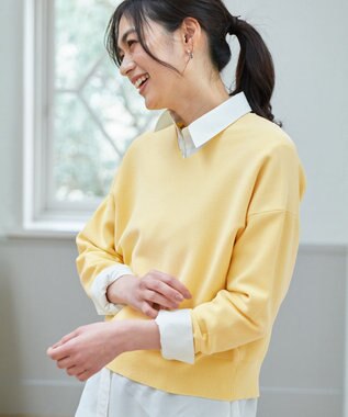 ANY 【5色展開】Ｖネックガーターニットプルオーバー イエロー