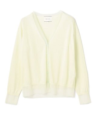 BEIGE， 【洗える】JULIE / シルク混シアーVネックカーディガン Sage