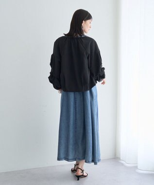 YECCA VECCA バイオ加工ヴィンテージデニムタックワンピース Indigo