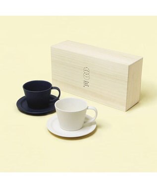 PRESENTERS ROOM 作山窯 / Sara Coffee Cup & Saucer カップ＆ソーサー ペア 木箱入り(Cream・Navy）