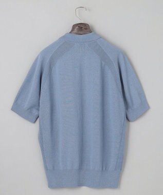 GOTAIRIKU 【和紙＆綿 】二ット スキッパーポロシャツ ダルブルー系