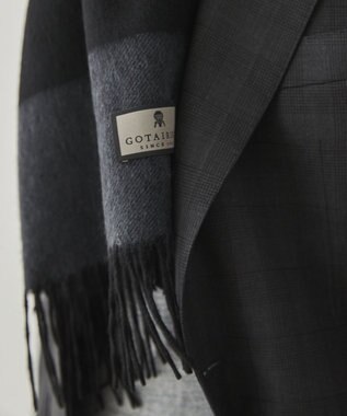 GOTAIRIKU 【カシミヤ100%】 幅広 マフラー(40cm×180cm) ブラック系