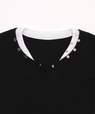 WEGO ドットボタンレイヤードTOP ブラック