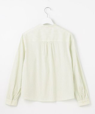 J.PRESS LADIES L 【洗える】BEZ VEGA バンドカラー ブラウス イエロー×ネイビー系