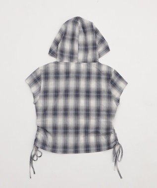 WEGO フードチェックコンパクトシャツ ブルーチェック1