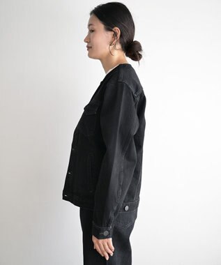 woadblue NOERIE -ノエリエ- / ノーカラーデニムジャケット BLACK