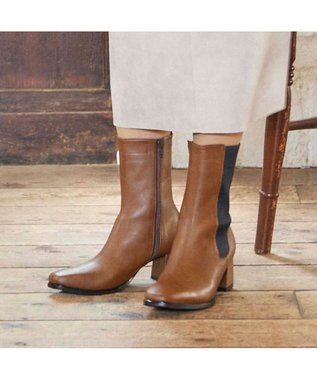  <carino>【レイン対応】フレアヒールサイドゴアブーツ